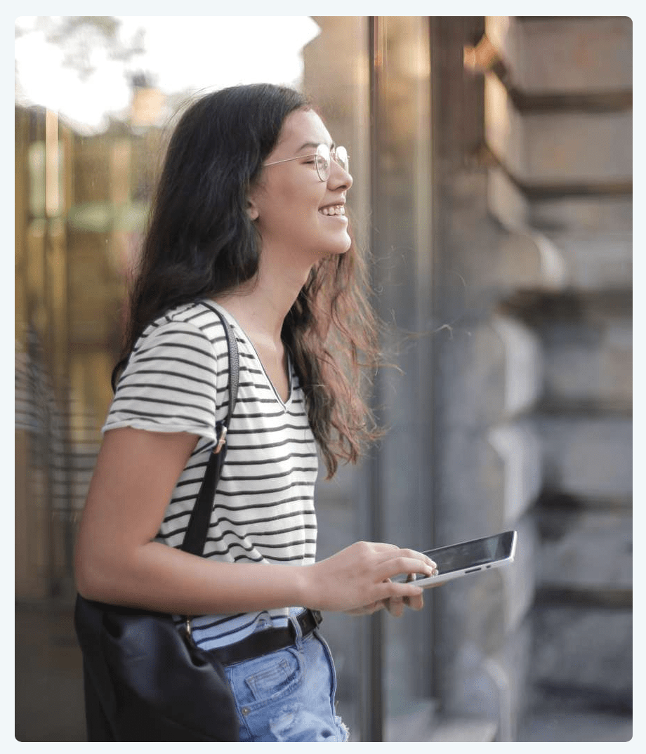 Student being happy on her phone