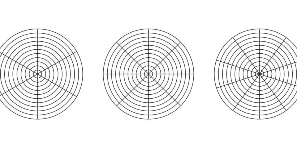 Polar grid with segments, concentric circles