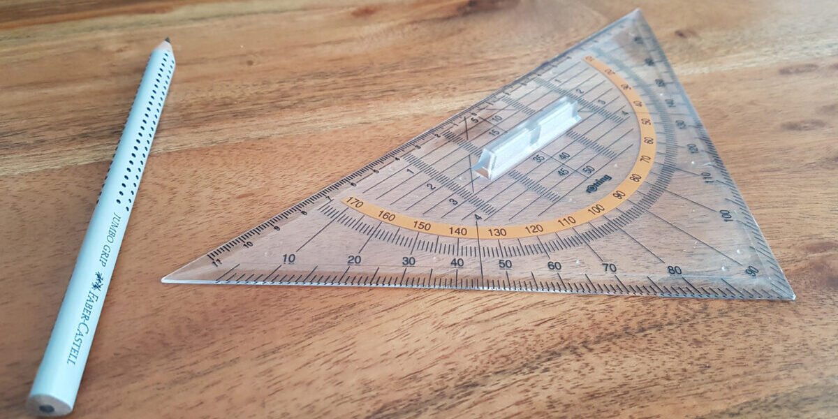 Pencil and triangular square for geometry.