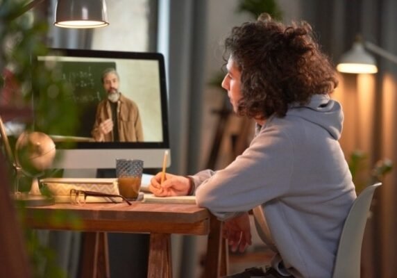 Student studying online